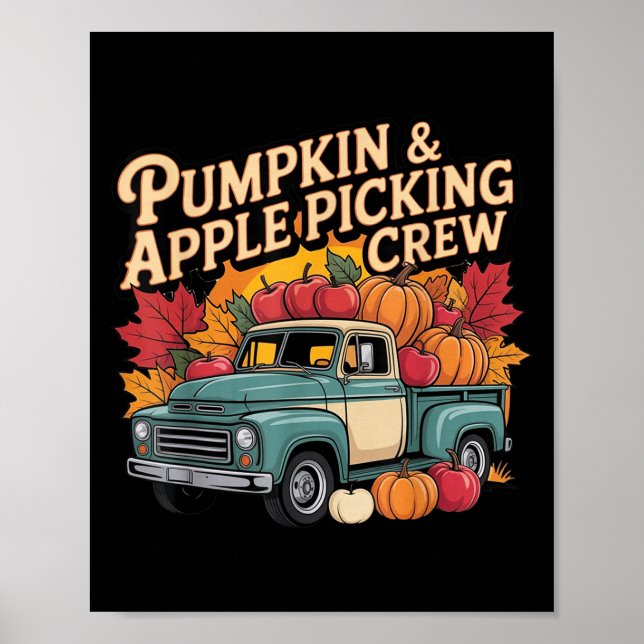Poster Pumpkin And Cking Crew Fall Harvest Thanksgiving  (Devant)