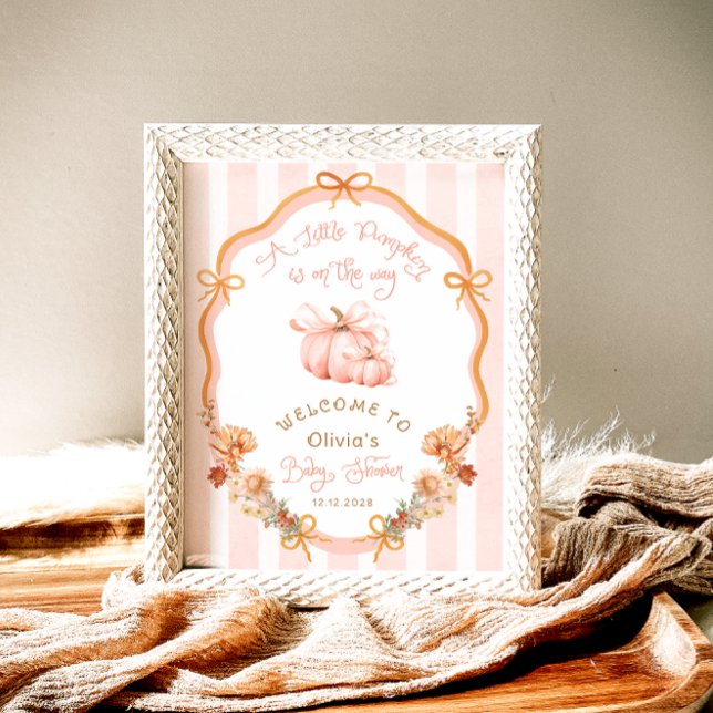 Poster Pumpkin Bow Fall Floral Baby Shower Welcome (Créateur téléchargé)