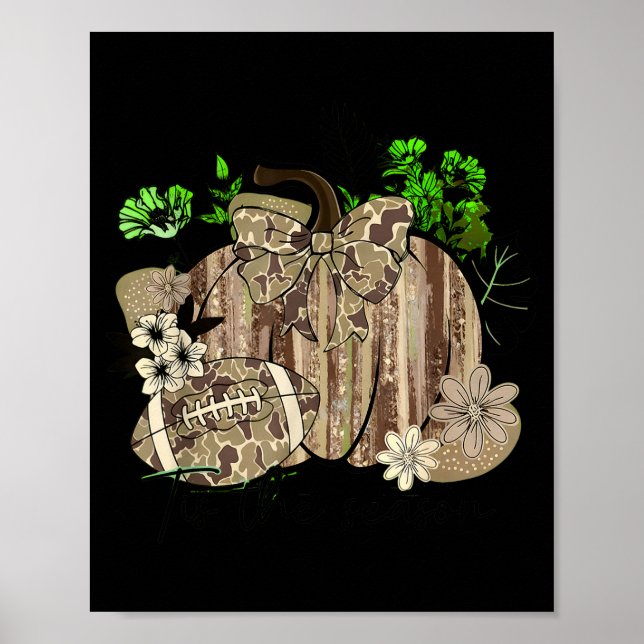 Poster Pumpkin Football Western Retro Tis The Season Coun (Devant)