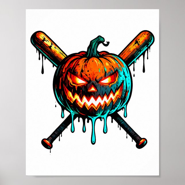 Poster Pumpkin Halloween Baseball Ice Cream Drip Soky Boy (Devant)