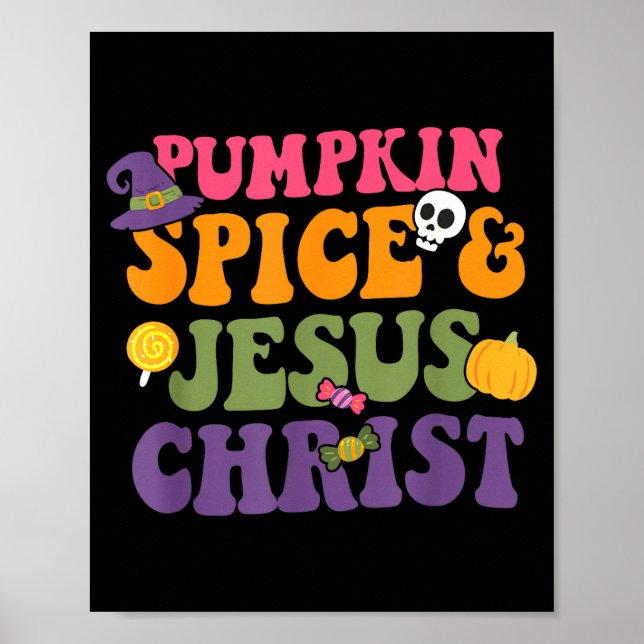 Poster Pumpkin Sce &amp; Je-sus Christ Funny Christian Ha (Devant)