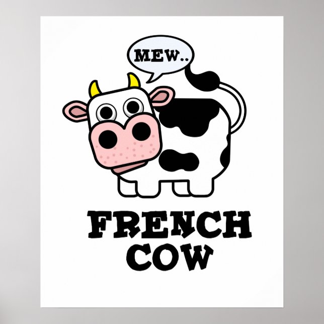 Poster Pun animal amusant de vache française (Devant)