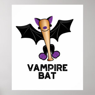 Poster Pun de baseball amusant de Vampire Bat