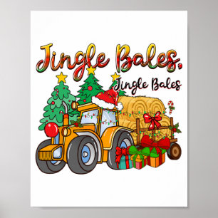 Poster Pun de Noël de la ferme de tracteur de Jingle Les