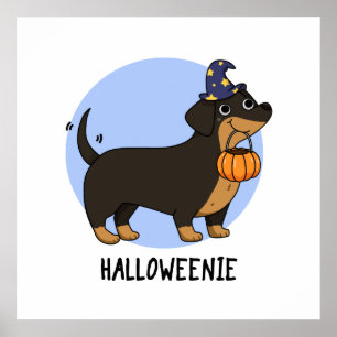 Poster Pun Halloween Chien Saucisse Drôle 