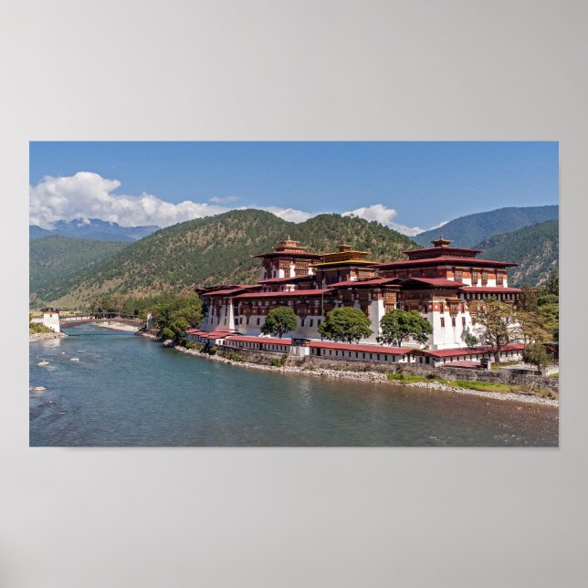 Poster Punakha Dzong au Bhoutan (Devant)