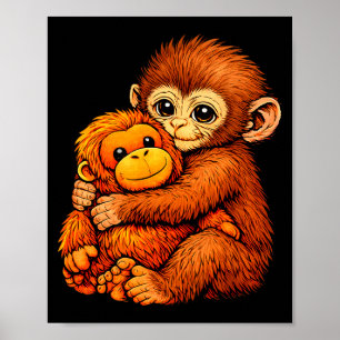 Poster Punch singe bébé mignon animal drôle 