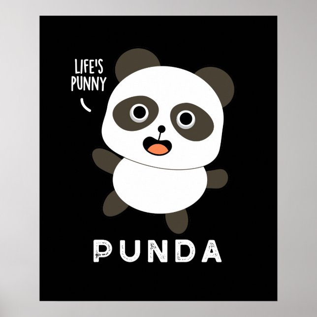 Poster Punda Funny Animal Panda Pun Dark BG (Devant)