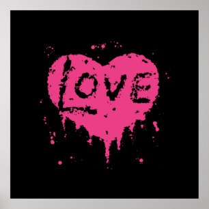 Poster Punk amour chaleur noir et rose chaud