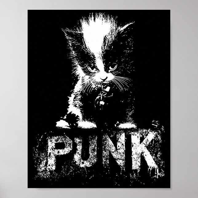 Poster Punk Kitten Cat With Mohawk Nge Gothic Design  (Devant)