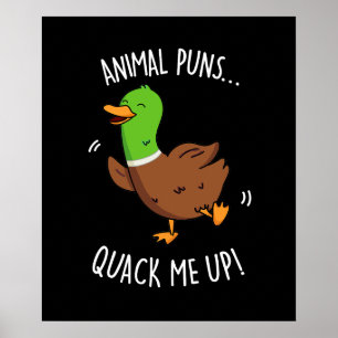 Poster Puns Animaux Quack Me Up Funny Pun Canard Dark BG