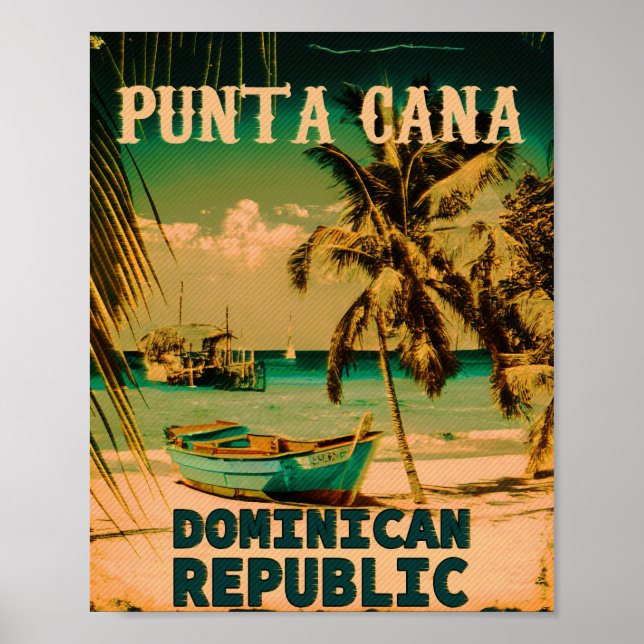 Poster Punta Cana Dominican Palm Tree Beach Vintage (Devant)