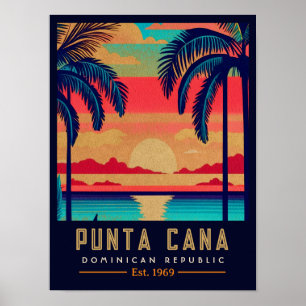 Poster Punta Cana DR Retro Sunset Souvenirs 1960