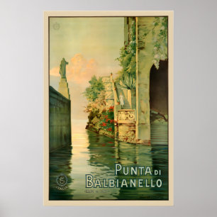 Poster Punta di Balbianello Lac de Côme Italie Vintage