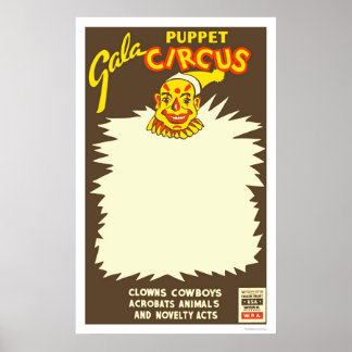 Poster Puppet Cowboy Circus 1938 WPA