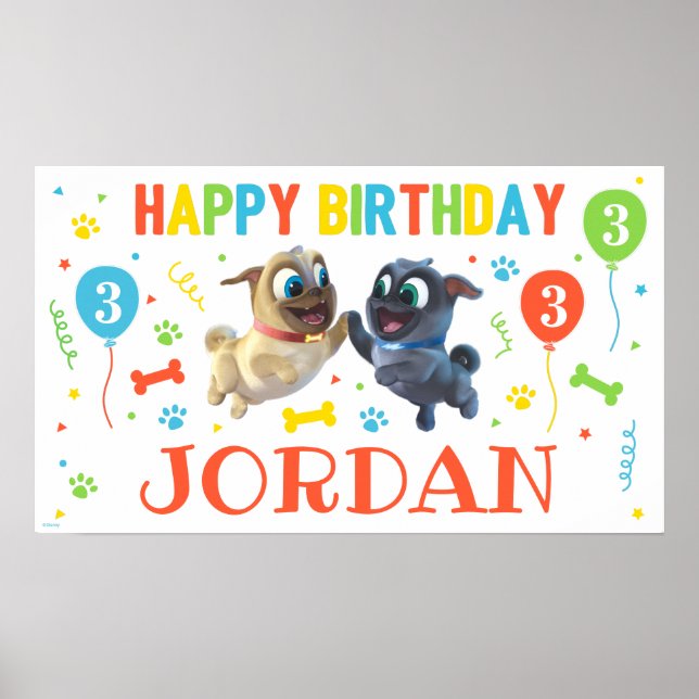Poster Puppy Chien Pals Chalkboard Anniversaire (Devant)