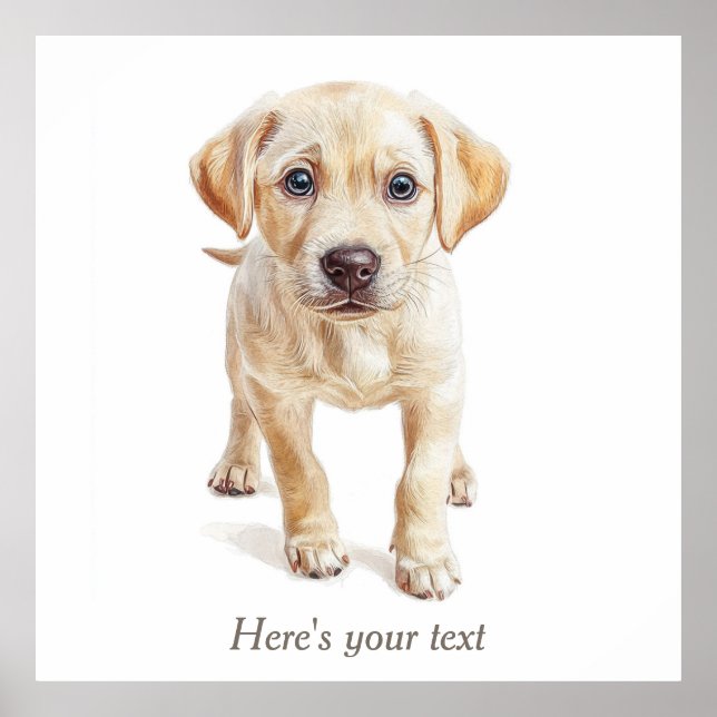 Poster Puppy Dog Nursery du Labrador personnalisé Imprime (Devant)