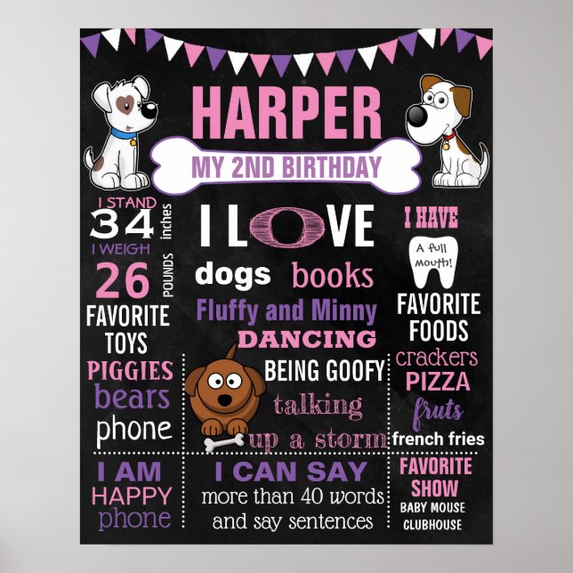 Poster Puppy DOG panneau de signalisation d'anniversaire  (Devant)