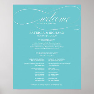 Poster Purist Blue Mariage Ceremony Program Board