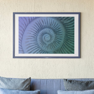 Poster Purple and Green Spiral Ammonite Fossil Art Print