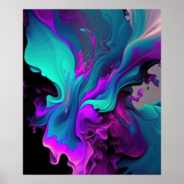 Poster Purple Aqua Turquoise Belle Flûte Abstraite (Devant)