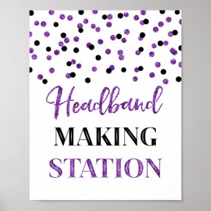 Poster Purple Black Confetti Headband Making Station