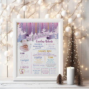 Poster Purple Bleu Or Hiver Mon Anniversaire Statistiques
