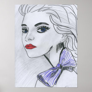 Poster Purple Bow Illustration