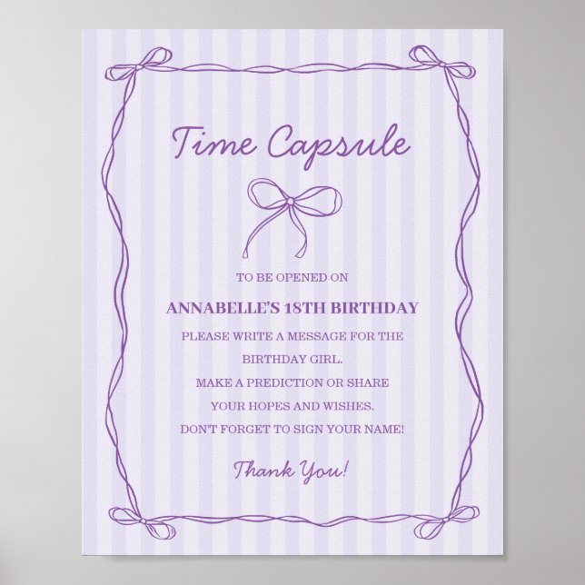 Poster Purple Coquette Bow Temps Capsule Anniversaire Jeu (Devant)
