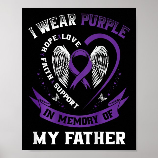 Poster Purple En Mémoire Du Père Papa Cancer Pancréatique (Devant)