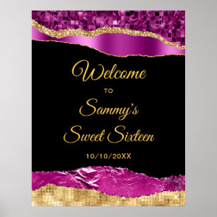 Poster Purple et or Glam Tears Sweet sixteen Bienvenue