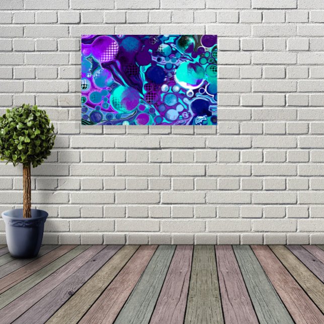 Poster Purple et Turquoise Abstrait peinture numérique po (Créateur téléchargé)