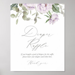 Poster Purple Floral Butterfly Baby Shower Diaper Raffle