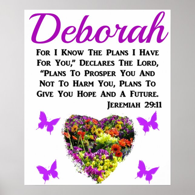 POSTER PURPLE FLORAL PERSONNALISÉ JEREMIAH 29:11 (Devant)