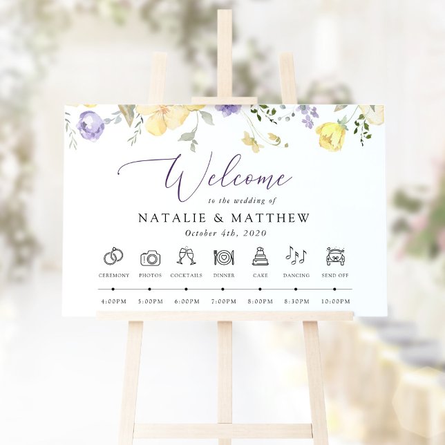 Poster Purple Flowers, Yellow Flowers, Wedding Timeline (Créateur téléchargé)