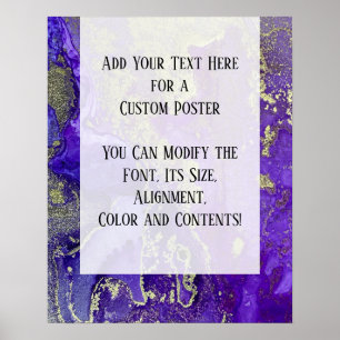 Poster Purple & Gold Abstrait alcool encre Fluid Art do-i