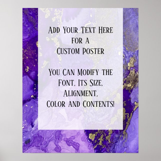 Poster Purple & Gold Abstrait alcool encre Fluid Art do-i (Devant)