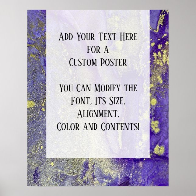 Poster Purple & Gold Abstrait alcool encre Fluid Art do-i (Devant)