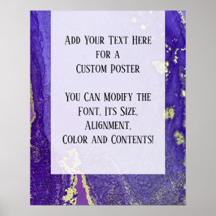 Poster Purple & Gold Abstrait alcool encre Fluid Art do-i