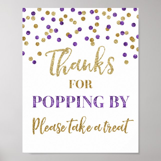 Poster Purple Gold Confetti Merci pour Popup By Sign (Devant)