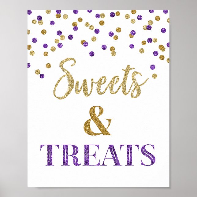 Poster Purple Gold Confetti Sweets & Traitements Dessert  (Devant)