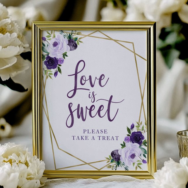 Poster Purple Gold Floral Amour Est Symbole Sucré (Créateur téléchargé)
