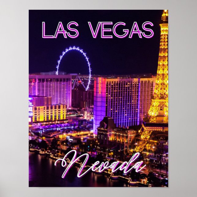 Poster Purple & Gold Las Vegas Vibes Nevada Skyline (Devant)