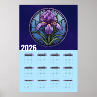 Poster Purple Iris Wall 2026 Calendrier