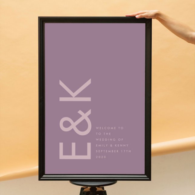Poster Purple Lilac Moderne Monogramme Gras Mariage (Créateur téléchargé)