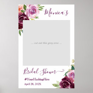 Poster Purple Love Floral Chic Fête des mariées Photo Boo