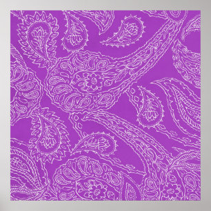 Poster Purple Paisley Imprimer Été Fun Fun Girl Motif