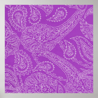 Poster Purple Paisley Imprimer Été Fun Fun Girl Motif
