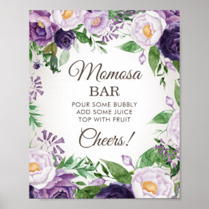 Poster Purple Peonies Baby shower Floral Momosa Bar