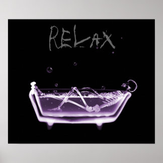 Poster- Purple Relax X-Ray Skeleton Bath Time Poster